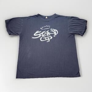 Vintage 90s Anvil Step Up Graphic Tee Size L Faded Distressed Streetwear Shirt